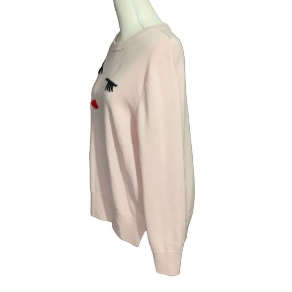 Kate Spade Light Pink Live Colorfully Wink Wool Blend Sweater Size Large - Picture 3 of 5